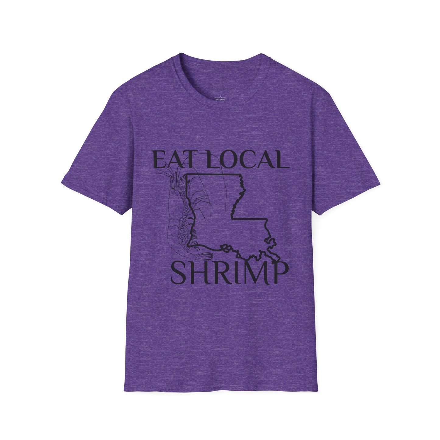 T-Shirt — "Eat Local Shrimp" Louisiana Map Seafood Tee