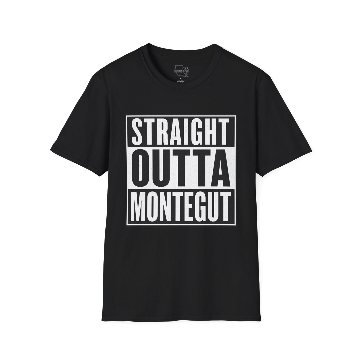 Straight Outta Montegut Unisex T-Shirt | Cool Casual Wear, Gift for Friends, Streetwear, Fun Statement Tee, Everyday Comfort