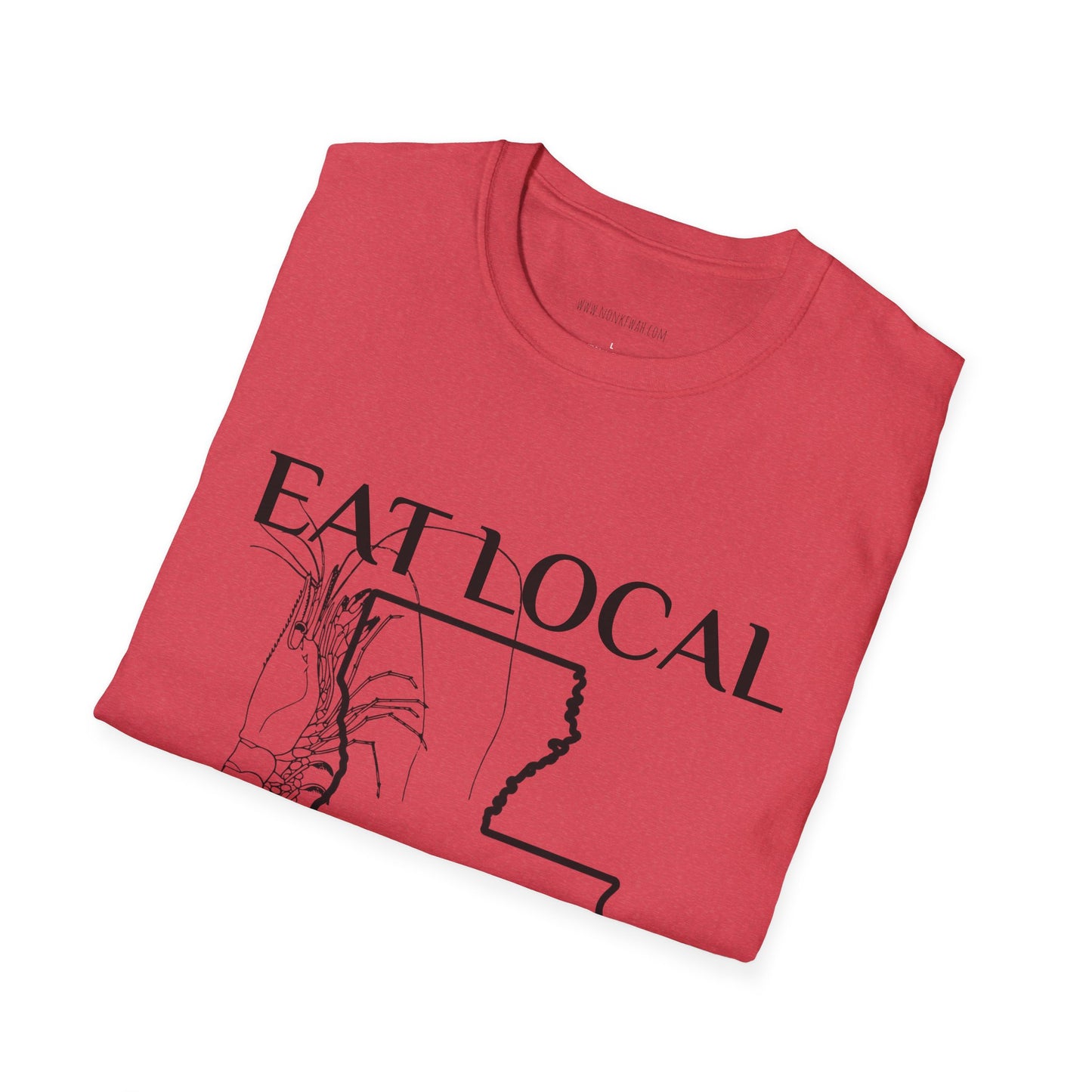 T-Shirt — "Eat Local Shrimp" Louisiana Map Seafood Tee