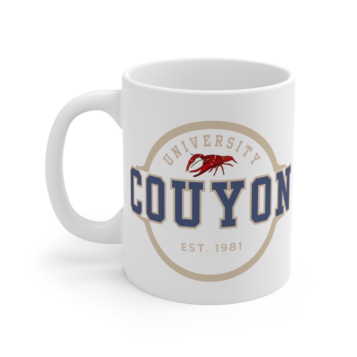 University Couyon Mug, 11oz Coffee Cup, Graduation Gift, College Decor, Personalized Student Mug
