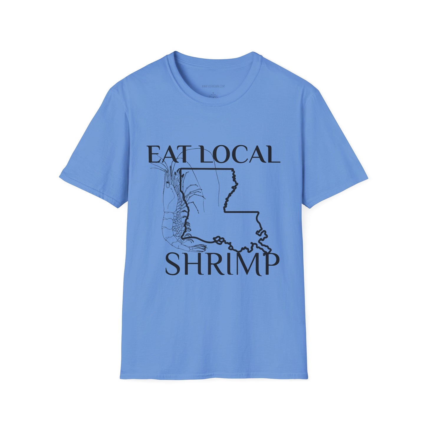 T-Shirt — "Eat Local Shrimp" Louisiana Map Seafood Tee