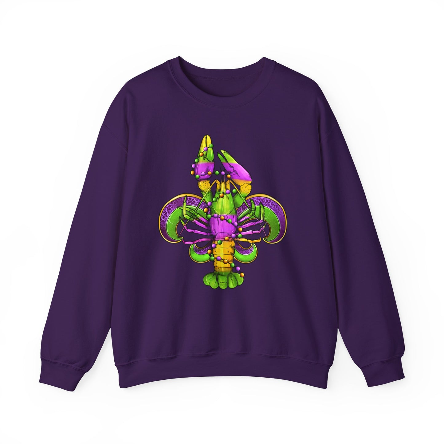 Mardi Gras Fleur-de-Lis Crewneck Sweatshirt — Purple & Green Carnival Design