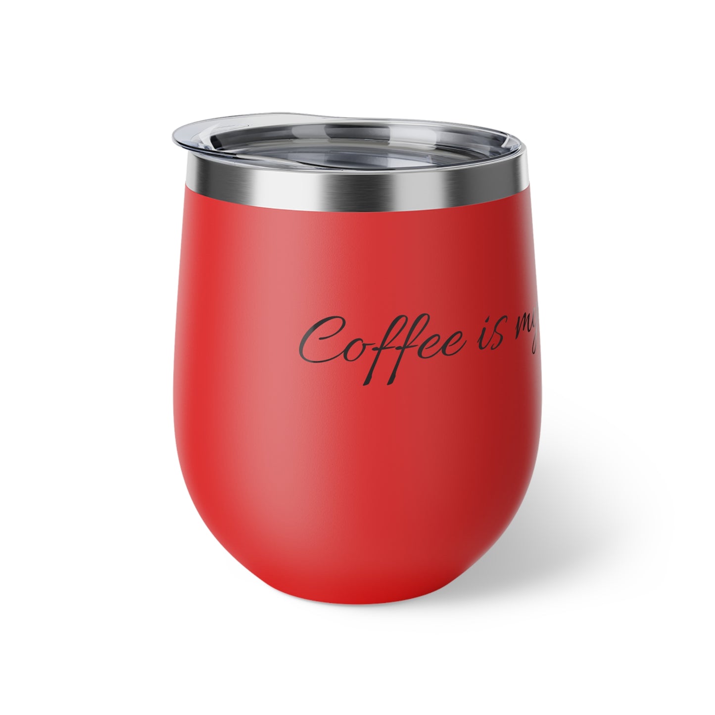 Insulated Wine Tumbler — “Coffee is My Love Language” Red 12oz