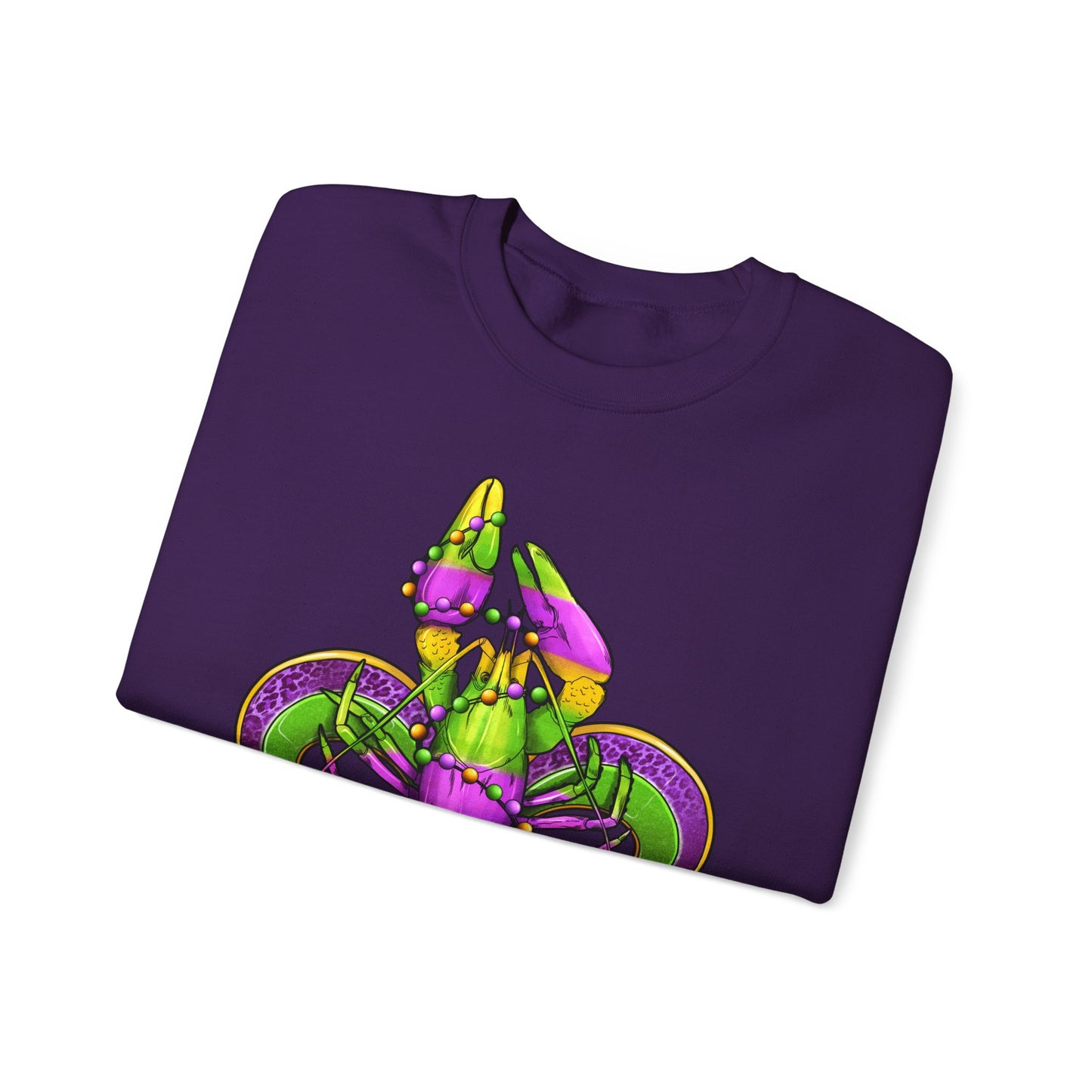 Mardi Gras Fleur-de-Lis Crewneck Sweatshirt — Purple & Green Carnival Design