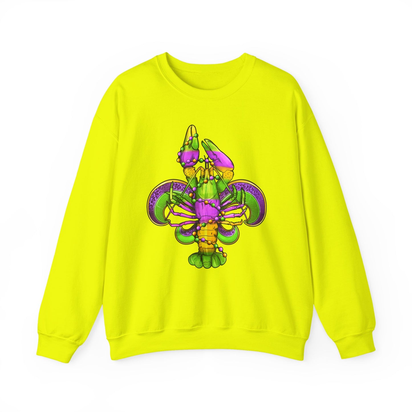 Mardi Gras Fleur-de-Lis Crewneck Sweatshirt — Purple & Green Carnival Design