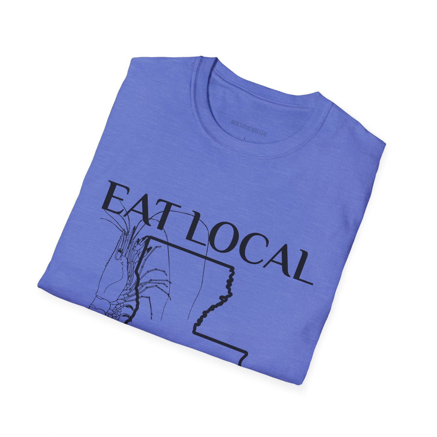 T-Shirt — "Eat Local Shrimp" Louisiana Map Seafood Tee