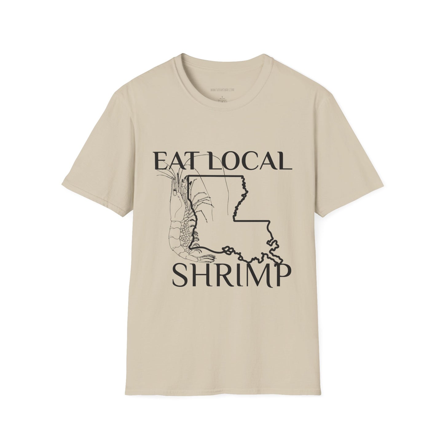 T-Shirt — "Eat Local Shrimp" Louisiana Map Seafood Tee