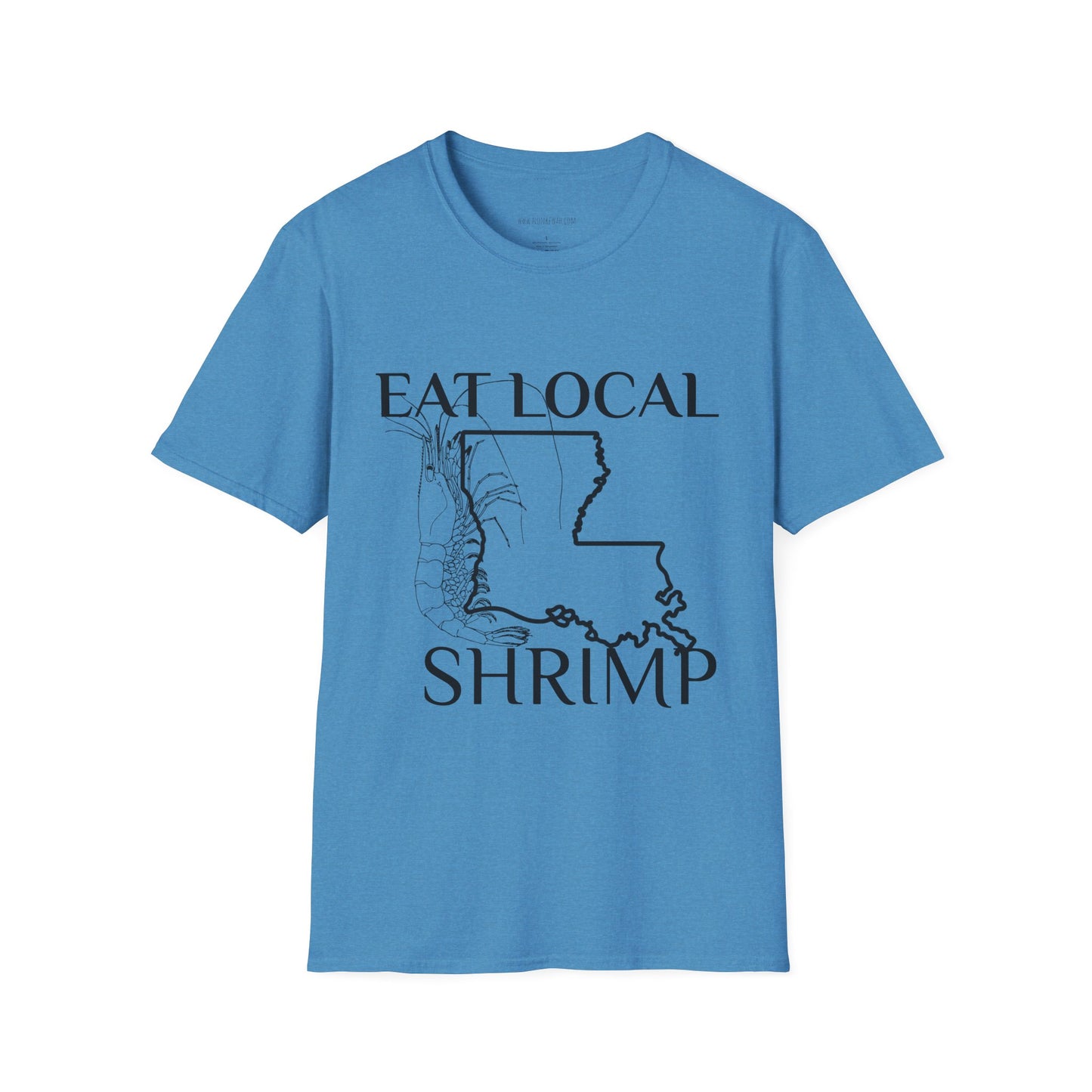 T-Shirt — "Eat Local Shrimp" Louisiana Map Seafood Tee
