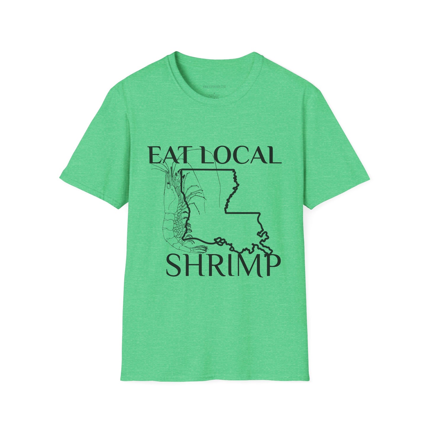 T-Shirt — "Eat Local Shrimp" Louisiana Map Seafood Tee