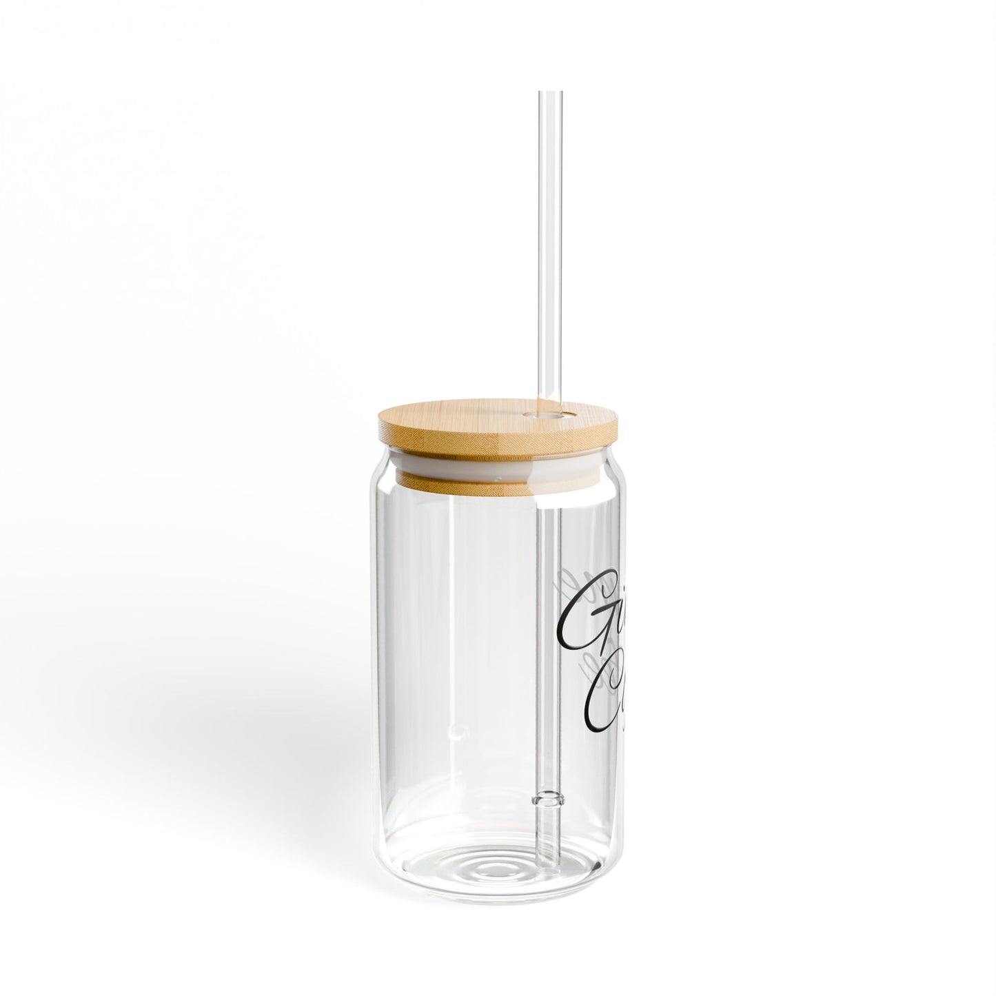 Gimme Coffee 16oz Glass Sipper with Bamboo Lid & Straw