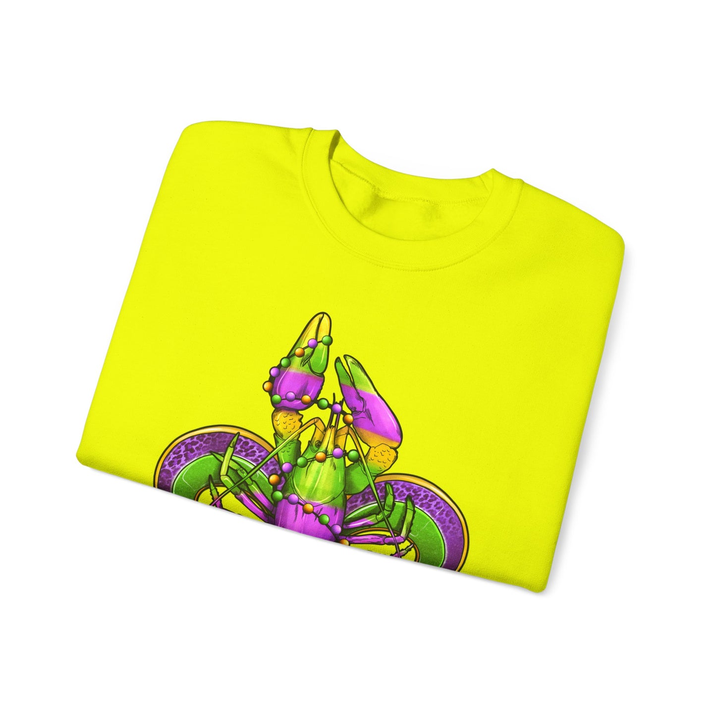 Mardi Gras Fleur-de-Lis Crewneck Sweatshirt — Purple & Green Carnival Design