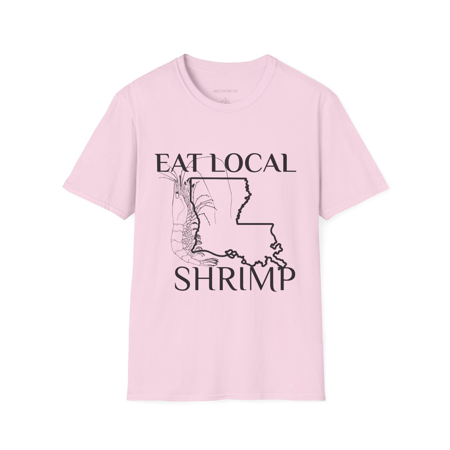 T-Shirt — "Eat Local Shrimp" Louisiana Map Seafood Tee
