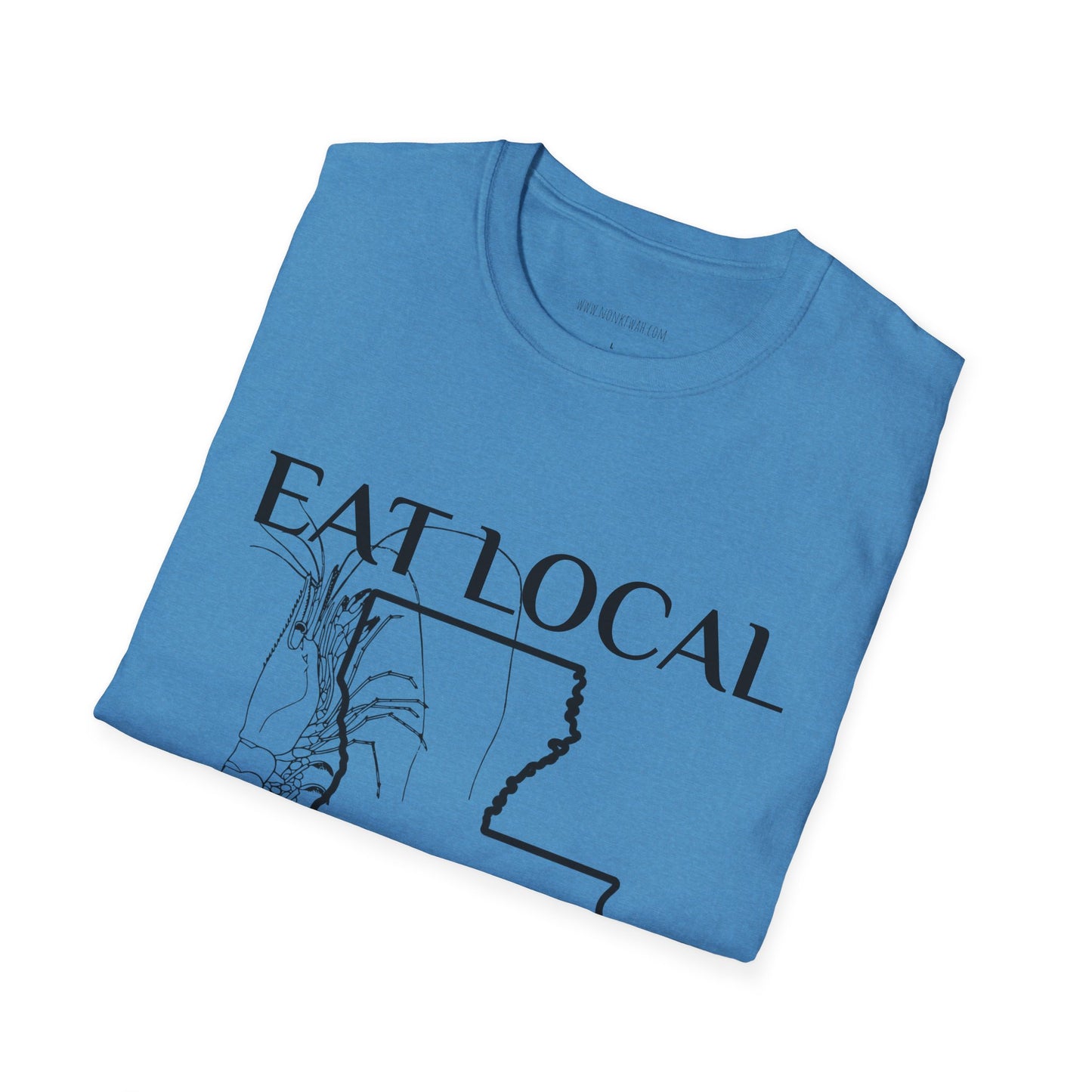 T-Shirt — "Eat Local Shrimp" Louisiana Map Seafood Tee