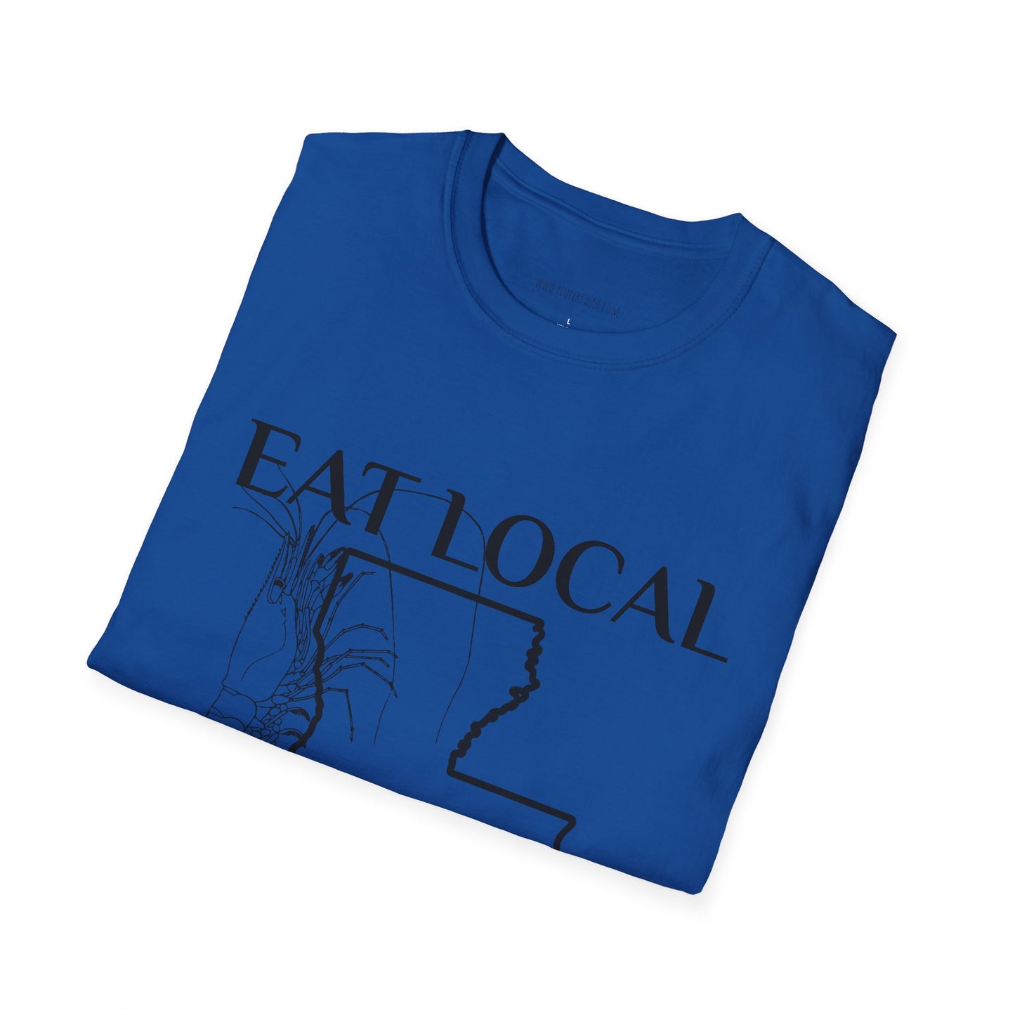 T-Shirt — "Eat Local Shrimp" Louisiana Map Seafood Tee