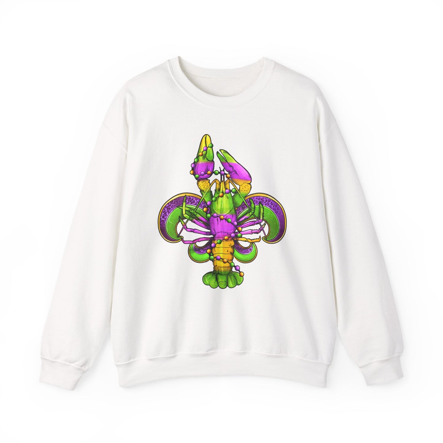 Mardi Gras Fleur-de-Lis Crewneck Sweatshirt — Purple & Green Carnival Design