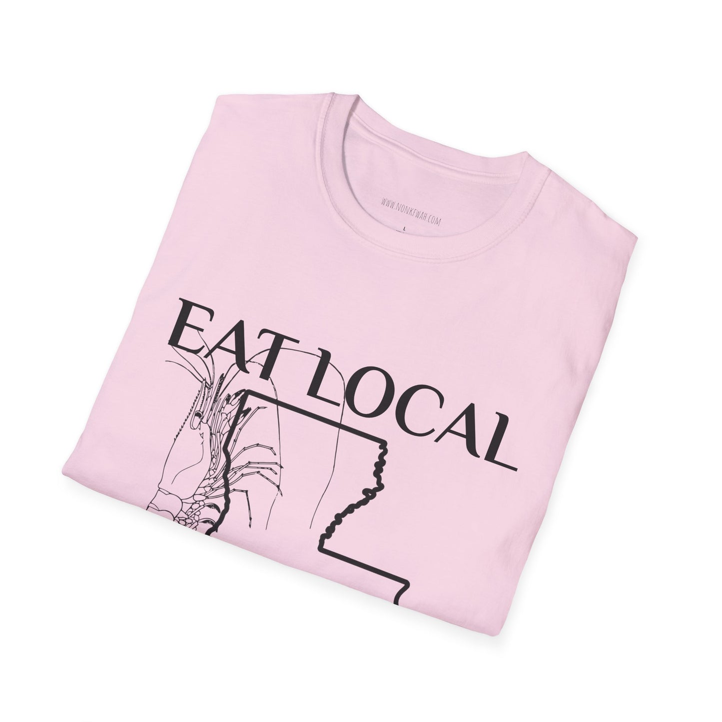T-Shirt — "Eat Local Shrimp" Louisiana Map Seafood Tee