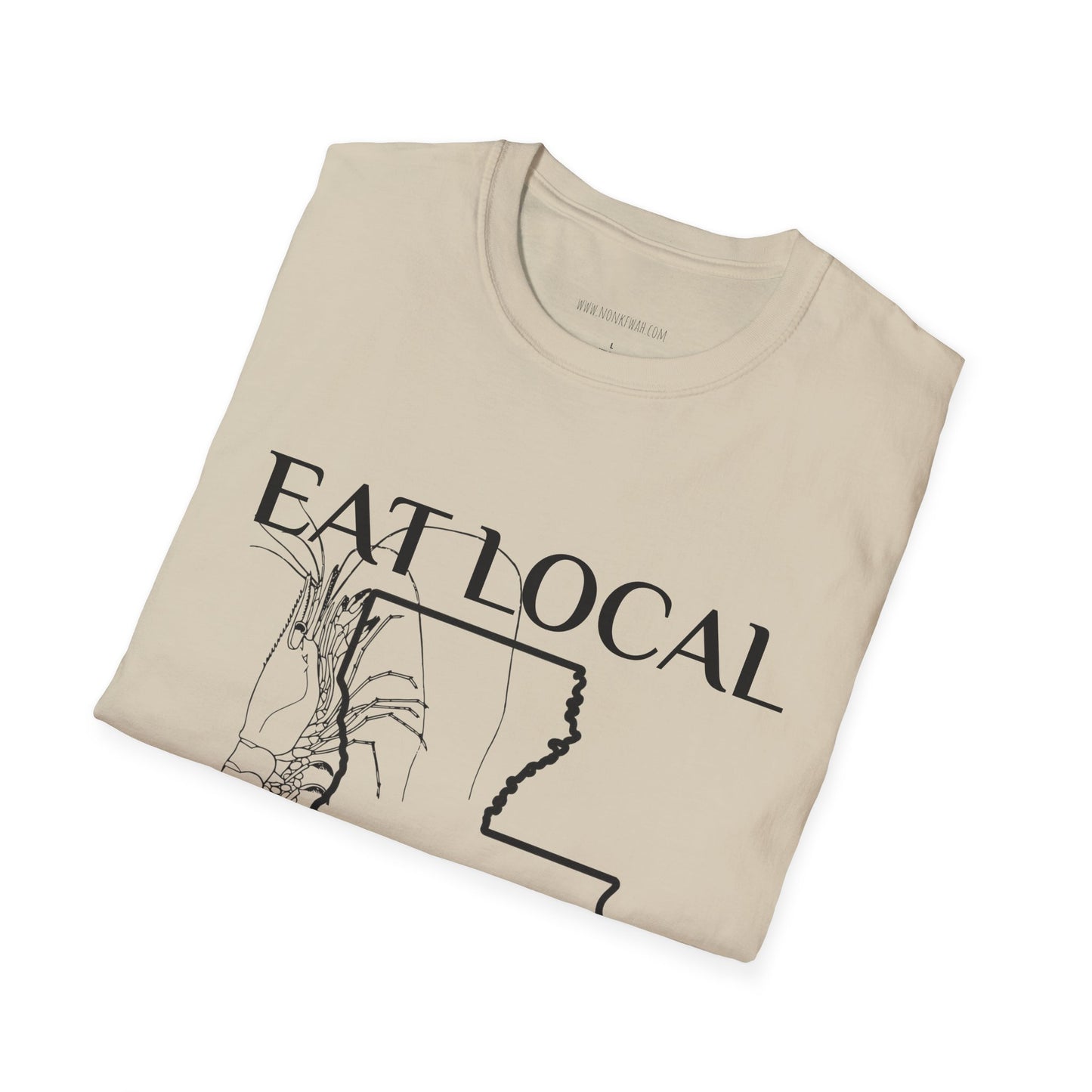 T-Shirt — "Eat Local Shrimp" Louisiana Map Seafood Tee