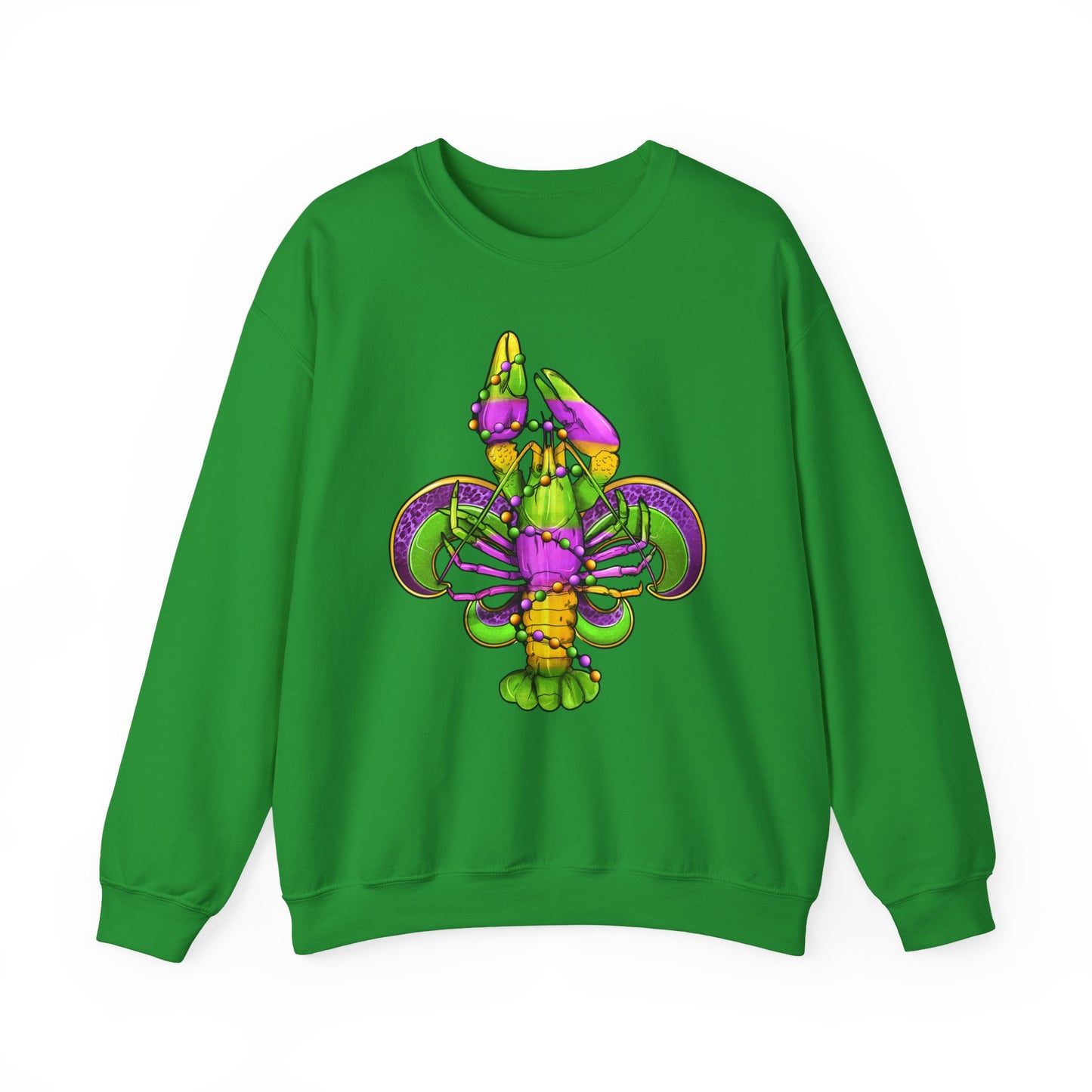 Mardi Gras Fleur-de-Lis Crewneck Sweatshirt — Purple & Green Carnival Design
