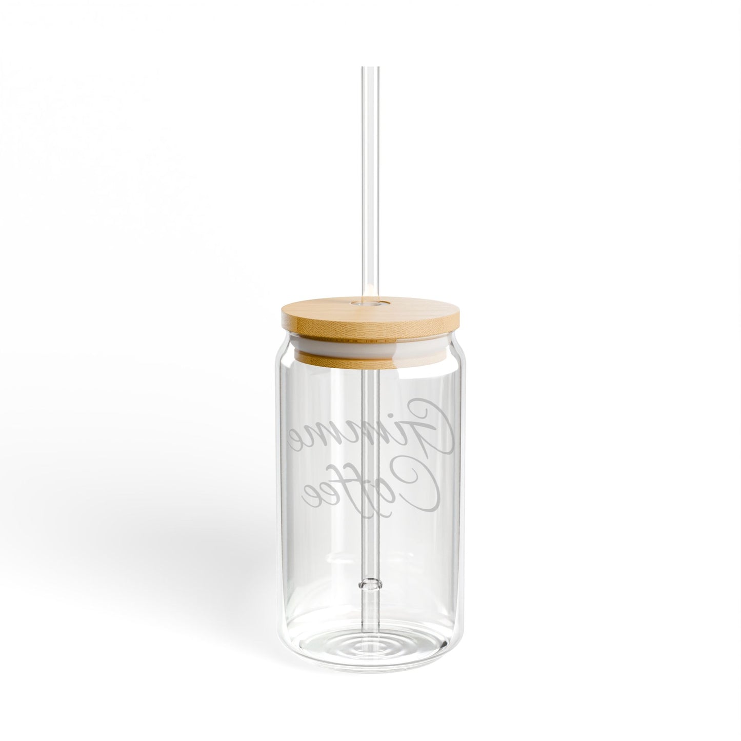 Gimme Coffee 16oz Glass Sipper with Bamboo Lid & Straw